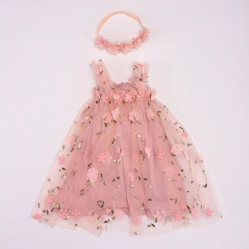 Vestido Infantil Floral + Tiara - Loja BiBia