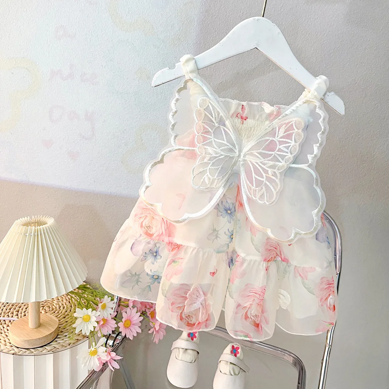 Vestido Infantil Asa de Borboletas Floral - Loja BiBia