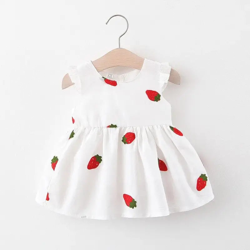 Vestido Infantil Bordado Cereja Morango - Loja BiBia