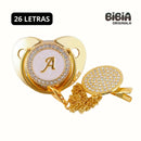 Chupeta Dourada BIBIA™ + Prendedor Strass - Loja BiBia