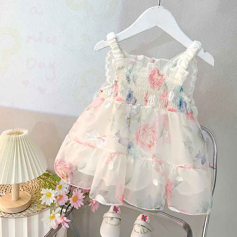 Vestido Infantil Asa de Borboletas Floral - Loja BiBia