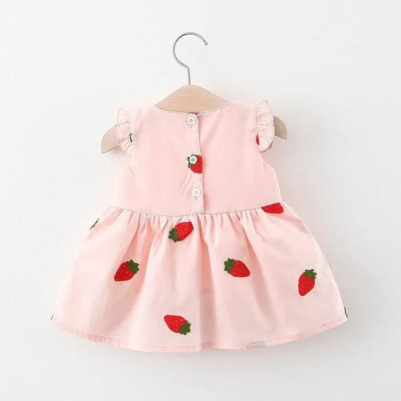 Vestido Infantil Bordado Cereja Morango - Loja BiBia