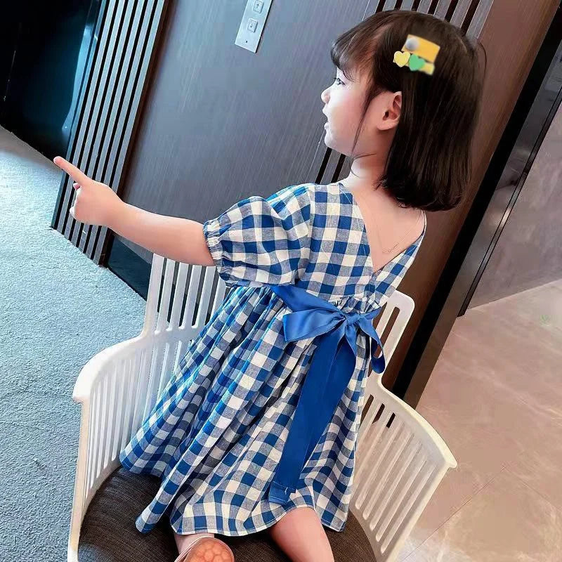 Vestido Infantil Xadrez Azul - Loja BiBia