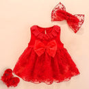 Vestido Infantil Rendado + Touca ou Faixa - Loja BiBia