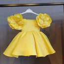 Vestido Infantil de Festa Acetinado Flor - Loja BiBia