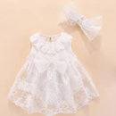 Vestido Infantil Rendado + Touca ou Faixa - Loja BiBia