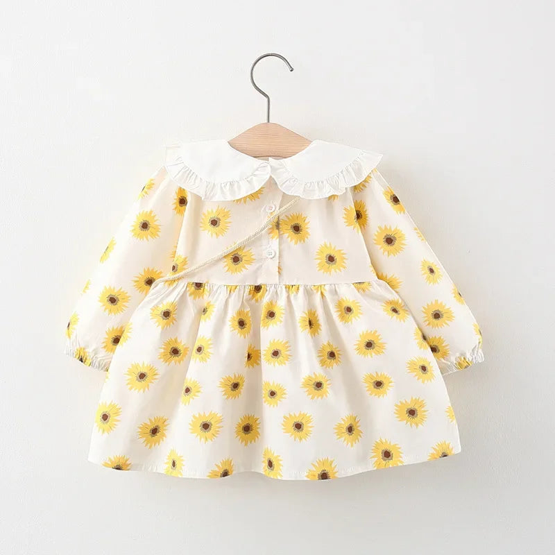 Vestido Infantil Girassol + Adereço
