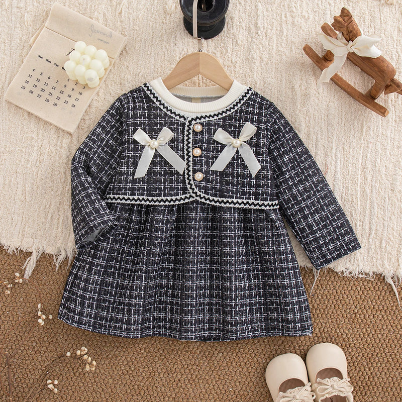 Vestido Infantil Xadrez com Laço
