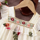 Vestido Infantil Flor Bordado