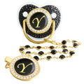 Chupeta Preta Luxo Strass + Prendedor