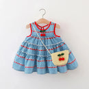 Vestido Infantil Xadrez Cereja + Bolsinha
