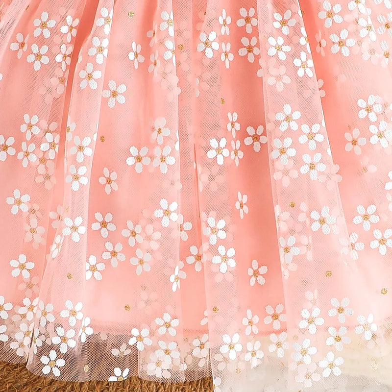 Vestido Infantil Tule Floridinho Margarida