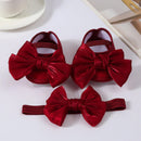 Sapatinho Infantil Acetinado + Faixa Laço