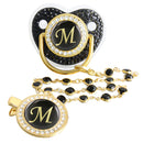 Chupeta Preta Luxo Strass + Prendedor