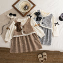 Vestido Xadrez Manga Longa com Laço