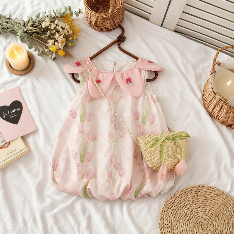 Vestido Infantil Tulipa + Bolsinha