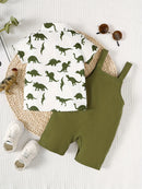 Conjunto Jardineira Infantil Dinos