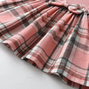 Vestido Infantil Rosa Xadrez + Faixa