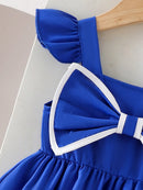 Vestido Infantil Azul Laço