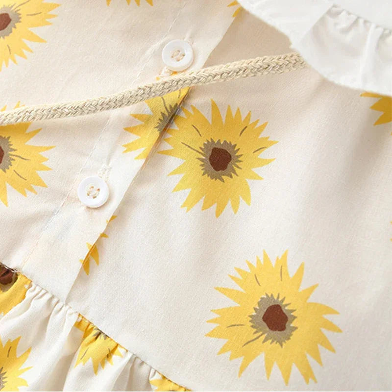 Vestido Infantil Girassol + Adereço