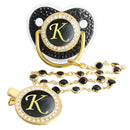 Chupeta Preta Luxo Strass + Prendedor
