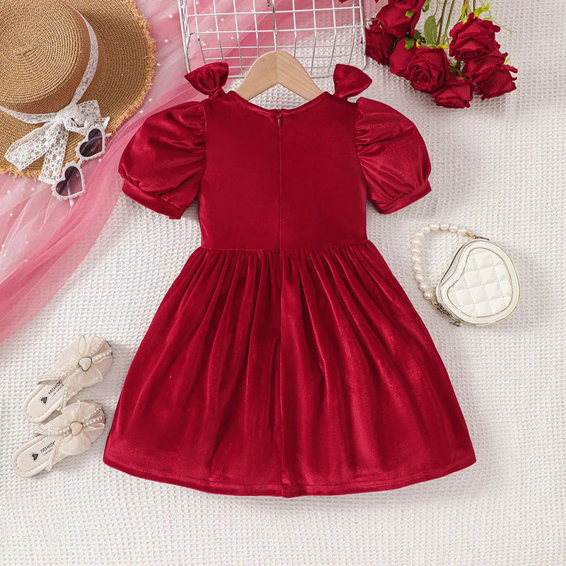 Vestido Infantil Veludo Pérola