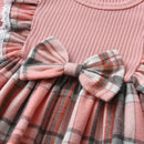 Vestido Infantil Rosa Xadrez + Faixa
