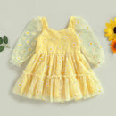 Vestido Infantil Margaridas Manga Longa - Loja BiBia