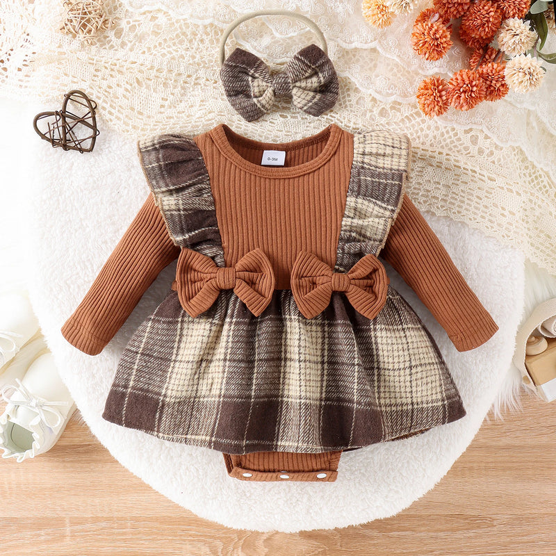 Romper Infantil Xadrez + Laço