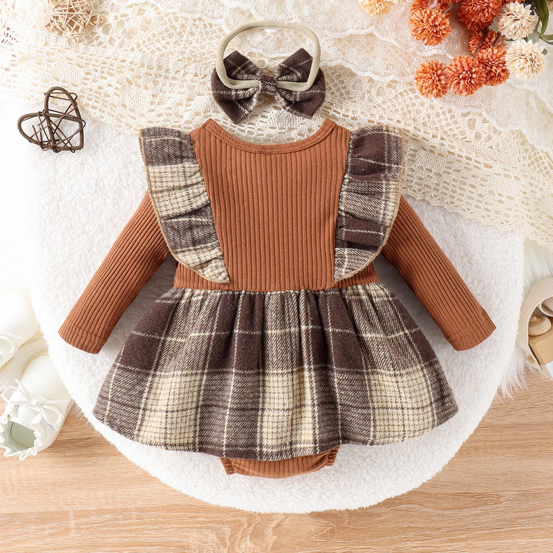 Romper Infantil Xadrez + Laço