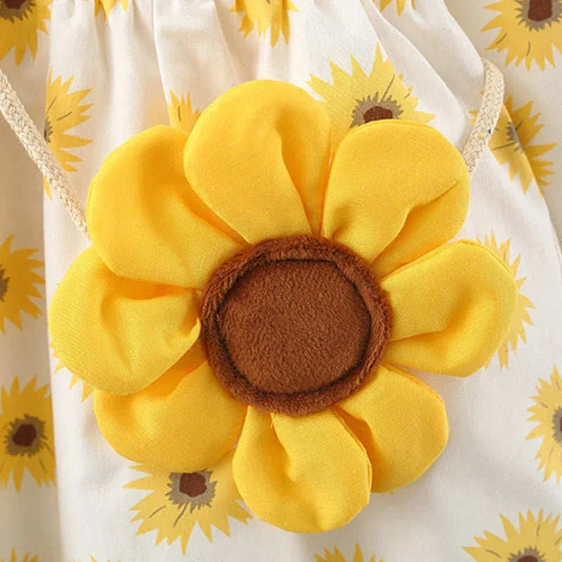 Vestido Infantil Girassol + Adereço