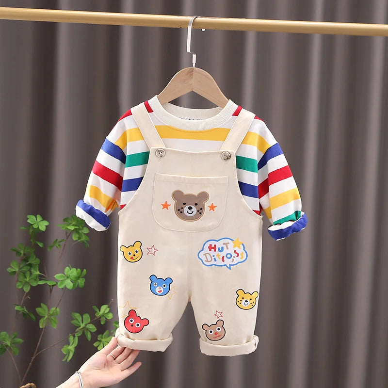 Jardineira Infantil Ursinho + Blusa