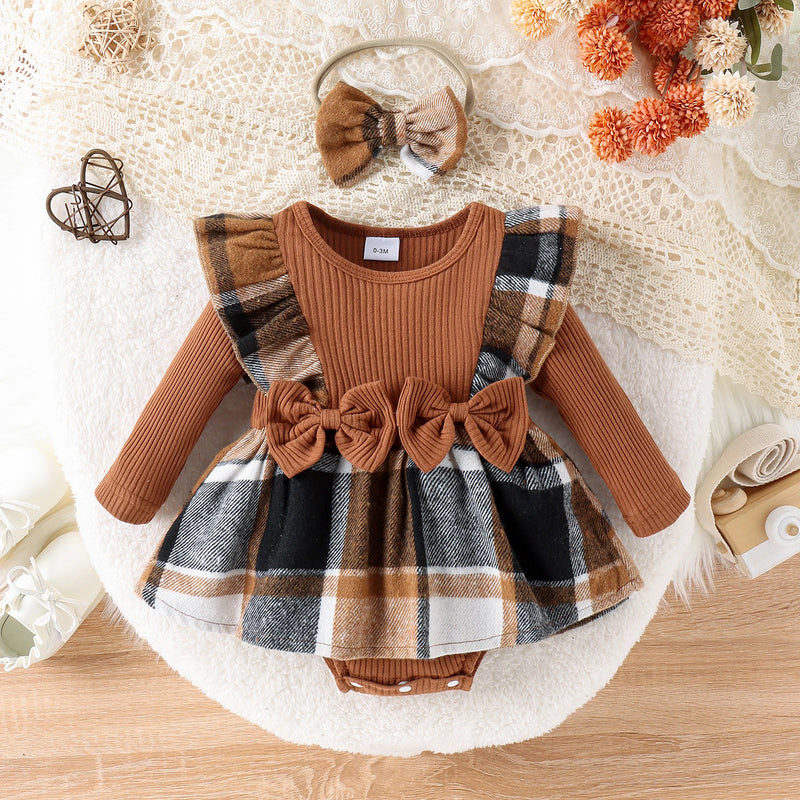 Romper Infantil Xadrez + Laço