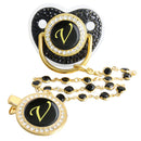 Chupeta Preta Luxo Strass + Prendedor