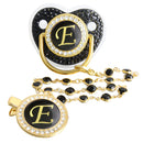Chupeta Preta Luxo Strass + Prendedor