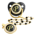 Chupeta Preta Luxo Strass + Prendedor