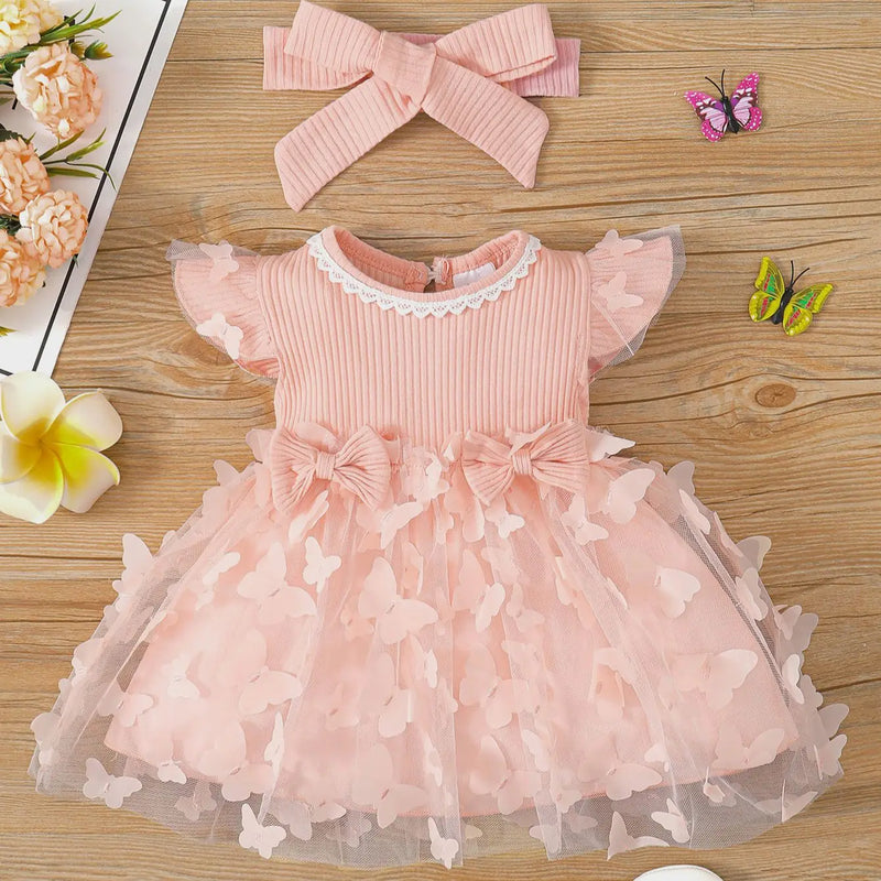 Vestido Infantil Borboletinhas + Faixa