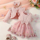 Conjunto Infantil Vestido Borboleta 3 PÇS