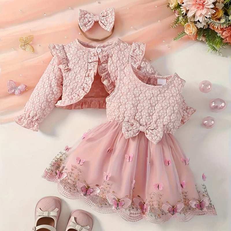 Conjunto Infantil Vestido Borboleta 3 PÇS