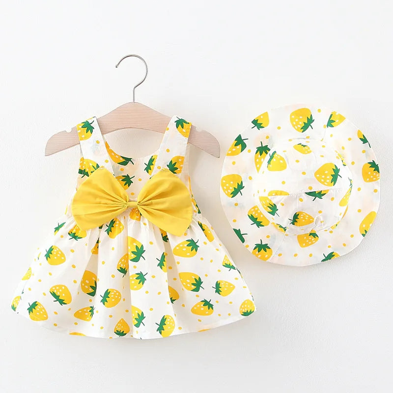 Vestido Infantil Moranguinhos + Chapéu