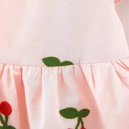 Vestido Infantil Bordado Cereja Morango - Loja BiBia