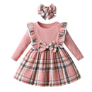 Vestido Infantil Rosa Xadrez + Faixa