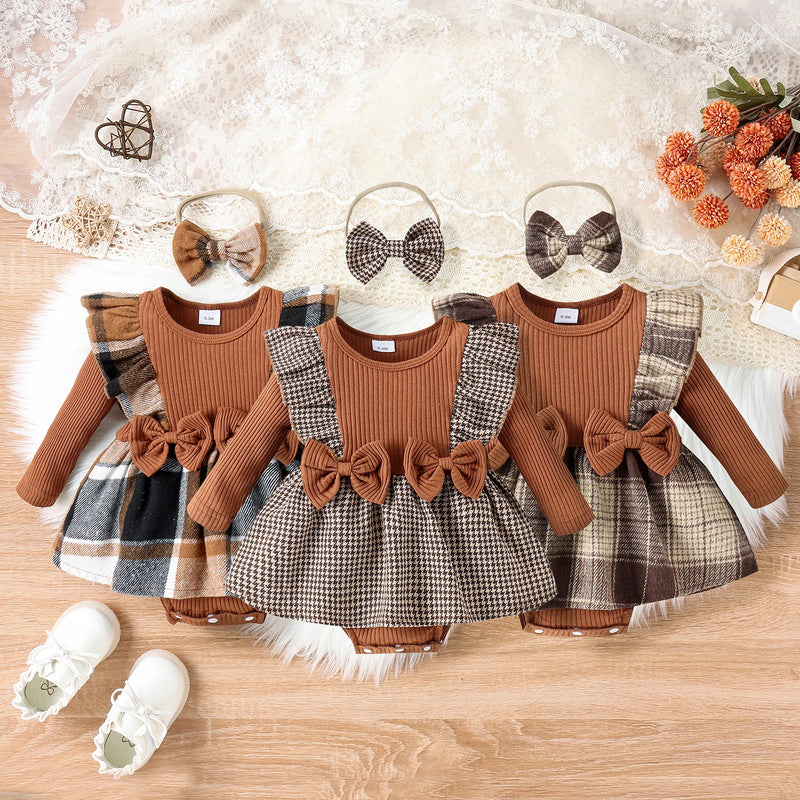 Romper Infantil Xadrez + Laço