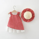Vestido Infantil Xadrez + Chapéu