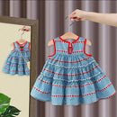 Vestido Infantil Xadrez Cereja + Bolsinha
