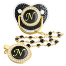 Chupeta Preta Luxo Strass + Prendedor