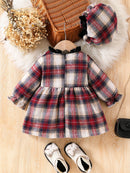 Vestido Infantil Xadrez + Chapeuzinho