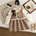 Vestido Xadrez Manga Longa com Laço