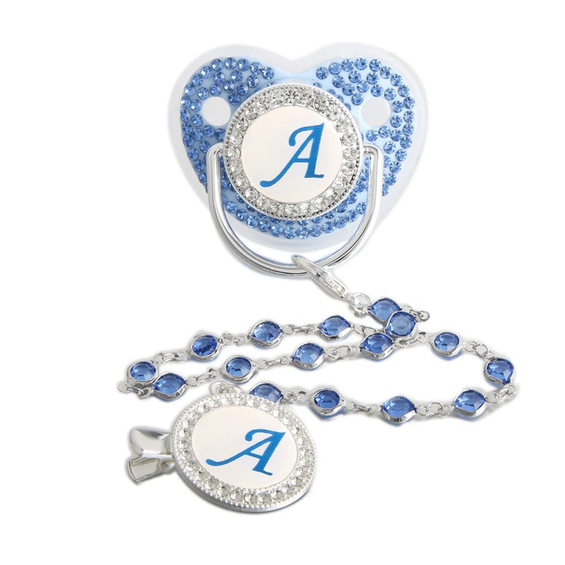 Chupeta Inicial Luxo Strass Azul