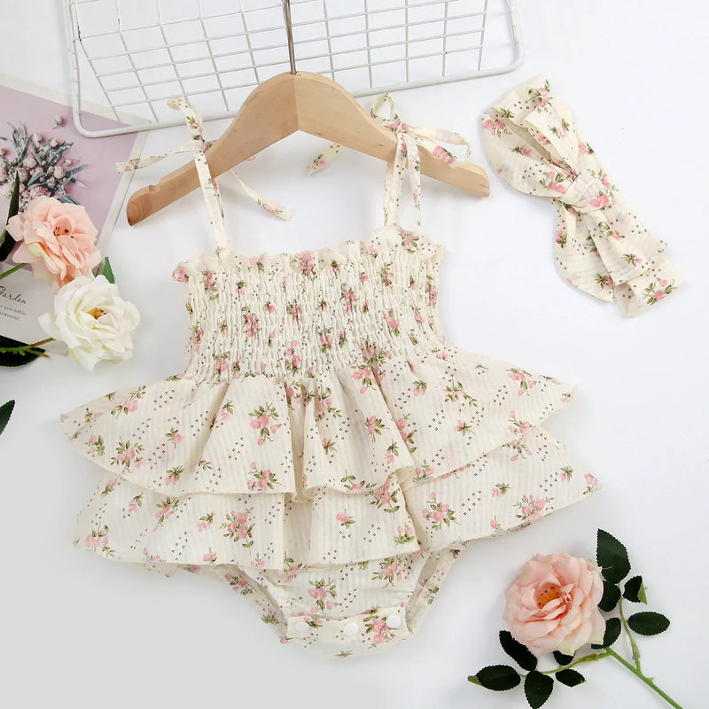 Romper Infantil Bela Flor + Faixa